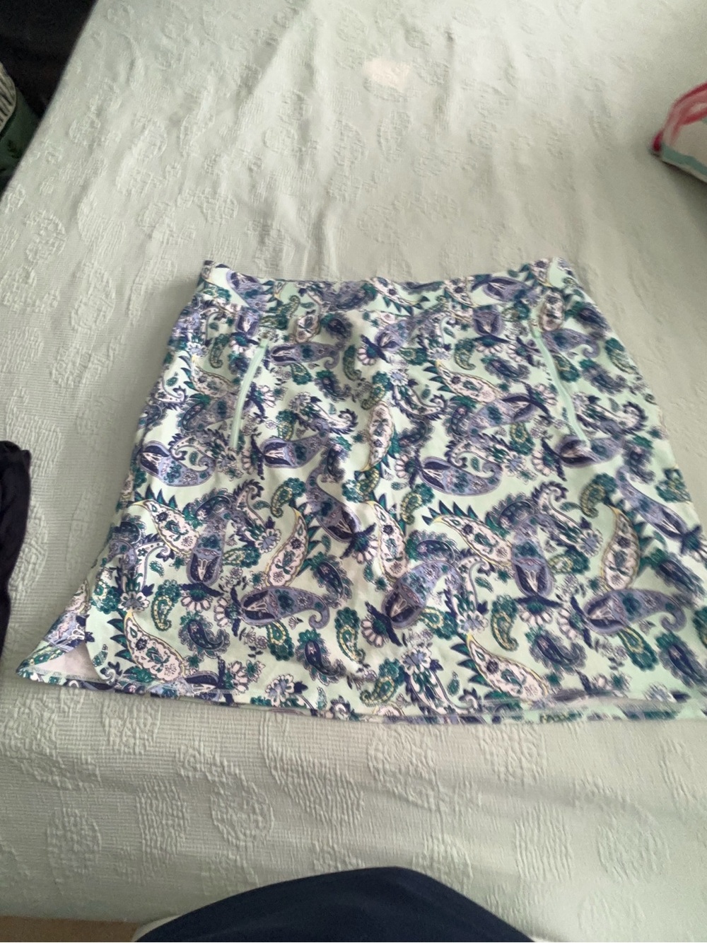 Talbots Paisley Mini Skort in White, Blue & Green 1X